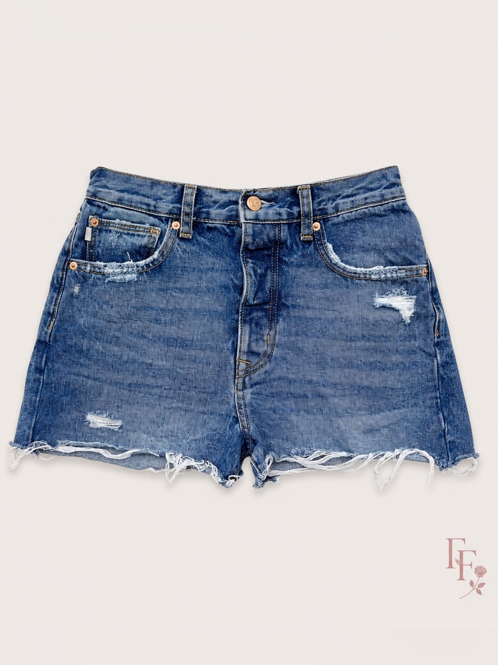 Lovers + Friends Austin High Rise Cut Off Denim Shorts Horizon Wash Size 26